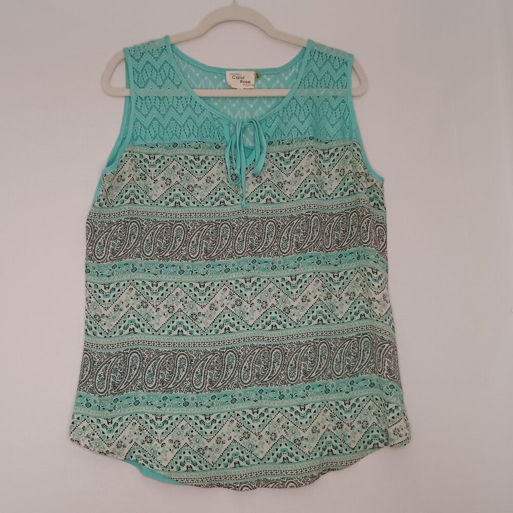 Women's Carol Rose‎ Turquoise Blue Paisley Tank Top Size XL